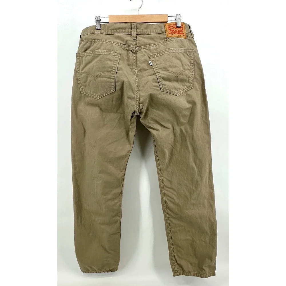 Levis 505 Regular Fit Straight Leg Khaki Tan Pants Mens 36x32 00505-0718 Cotton